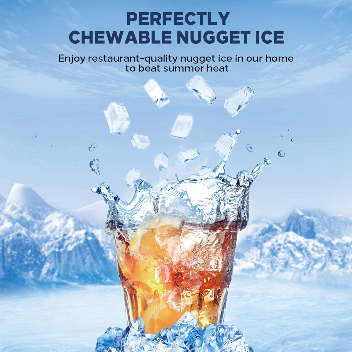 44lbs 24h Nugget Ice Maker Countertop Dispenser