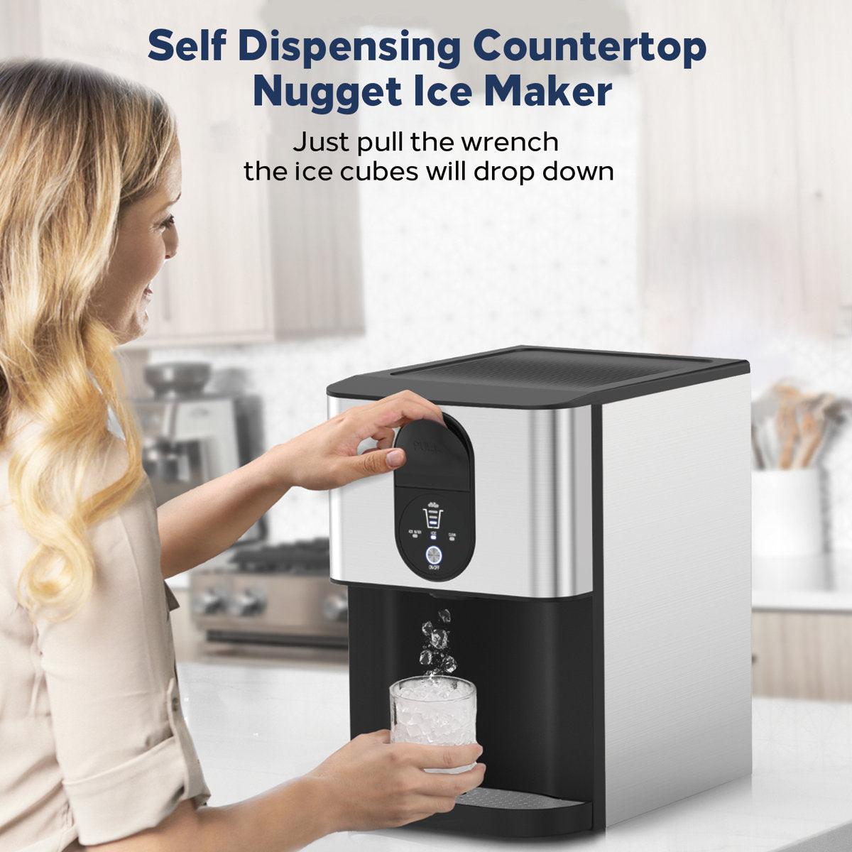 44lbs 24h Nugget Ice Maker Countertop Dispenser